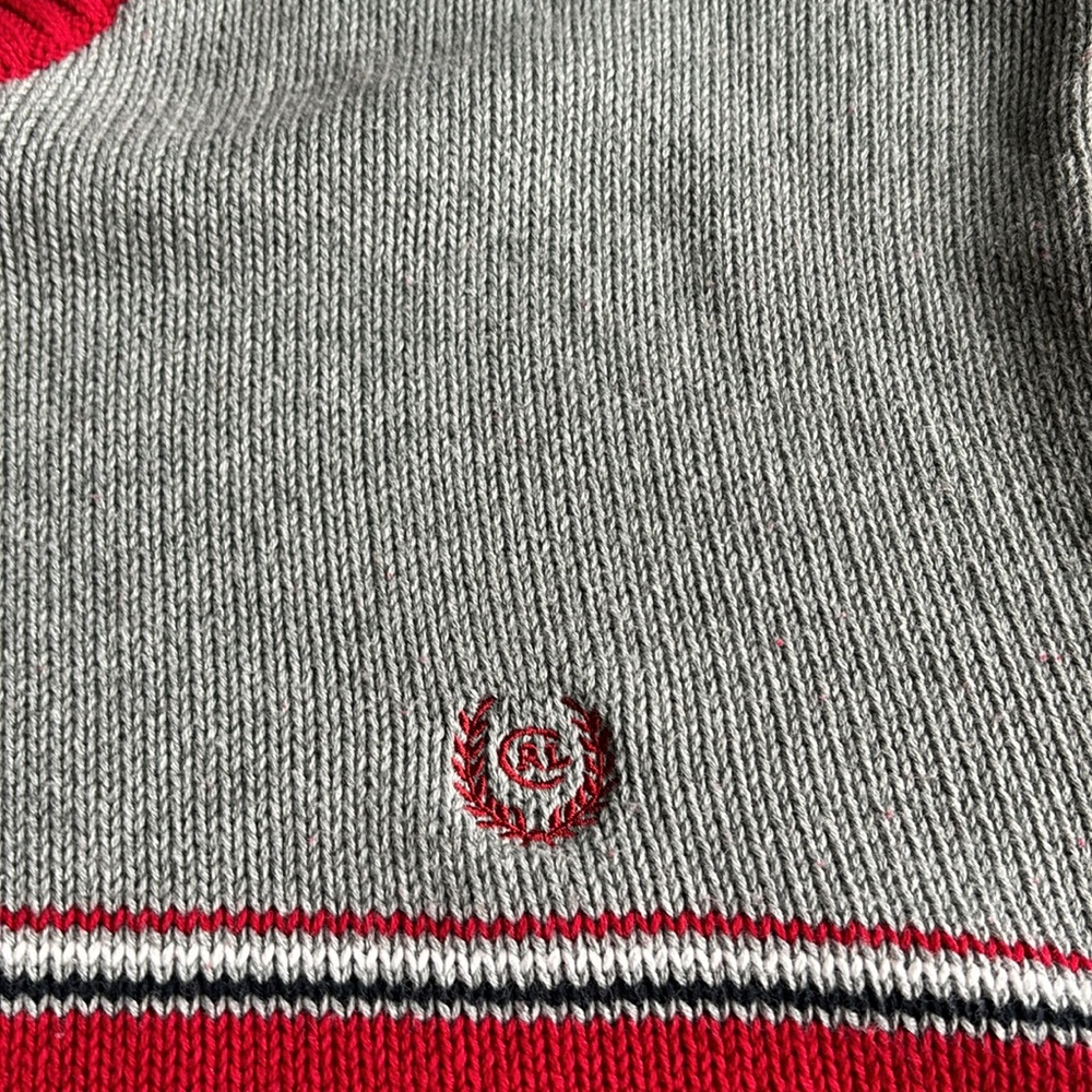 Vintage Chaps Ralph Lauren Color Block V-Neck Cotton Sweater - Picture 6 of 9